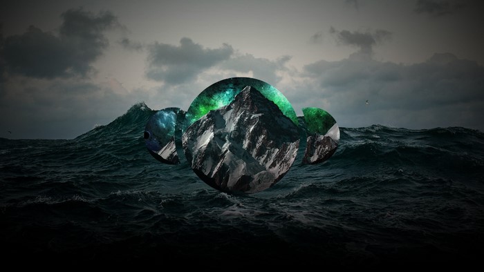 Abstract Polyscape of Mountain and Sea