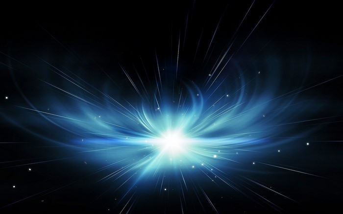 Abstract blue light explosion on black background