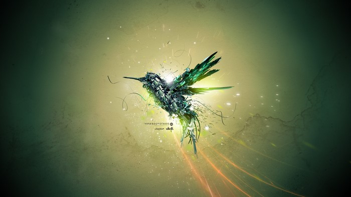 Digital art hummingbird with abstract elements