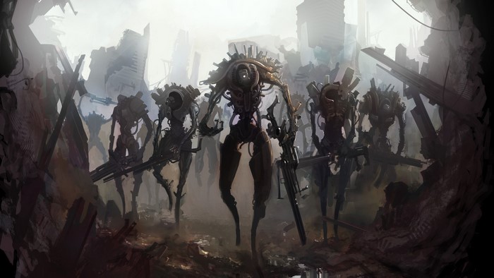 Robots in a destroyed city