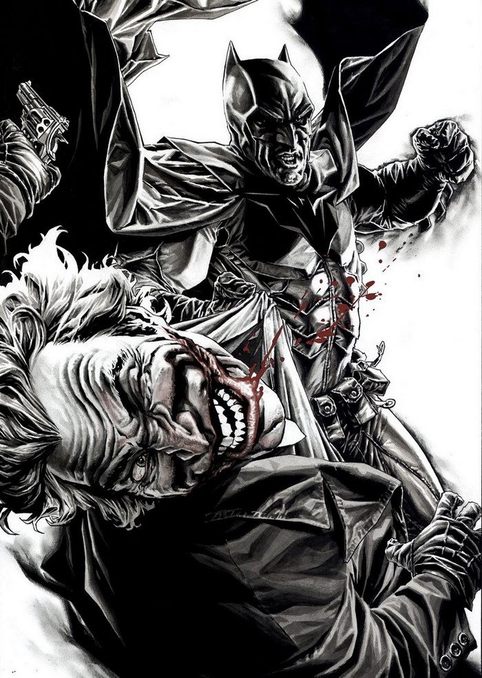 Batman fighting the Joker in DC Comics