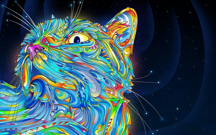 Vibrant Psychedelic Cat Digital Art by Matei Apostolescu