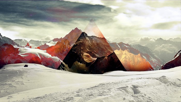 Abstract geometric mountain landscape with snow