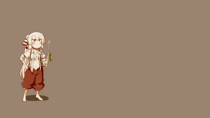 Fujiwara no Mokou from Touhou holding a drink