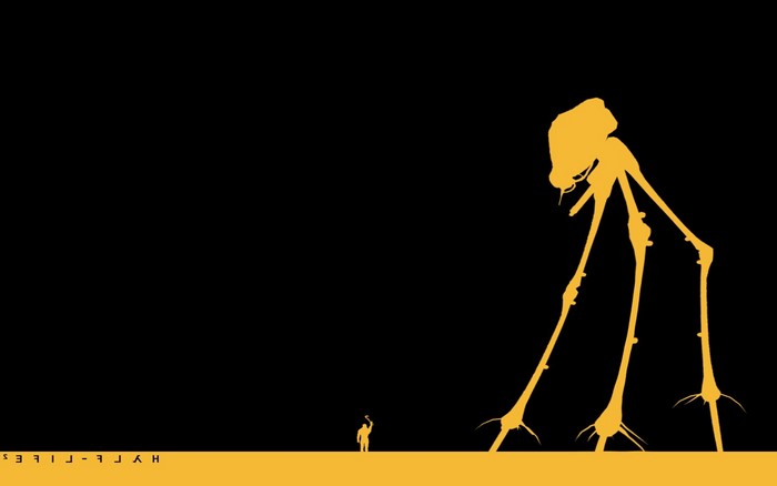 Gordon Freeman and Strider from Half-Life 2