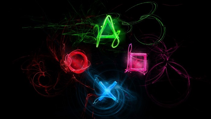 PlayStation Symbols with Abstract Neon Effects