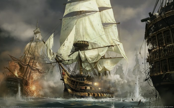 Naval battle from Napoleon: Total War video game