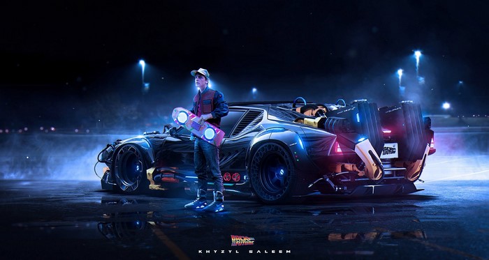 Marty McFly with DeLorean Hoverboard by Khyzyl Saleem