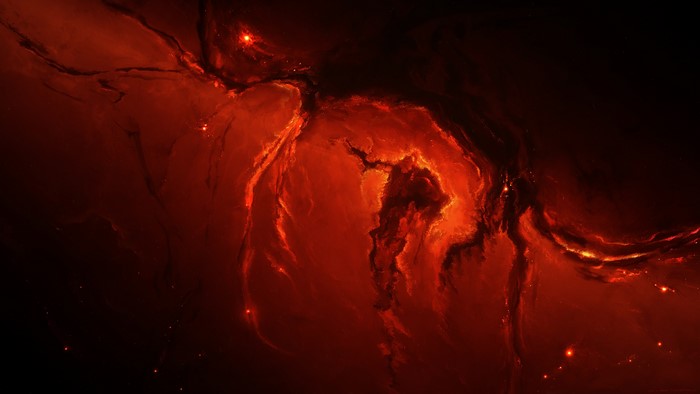 Red nebula with stars