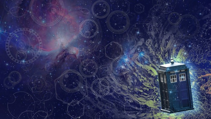 Doctor Who TARDIS in Space with Nebulae