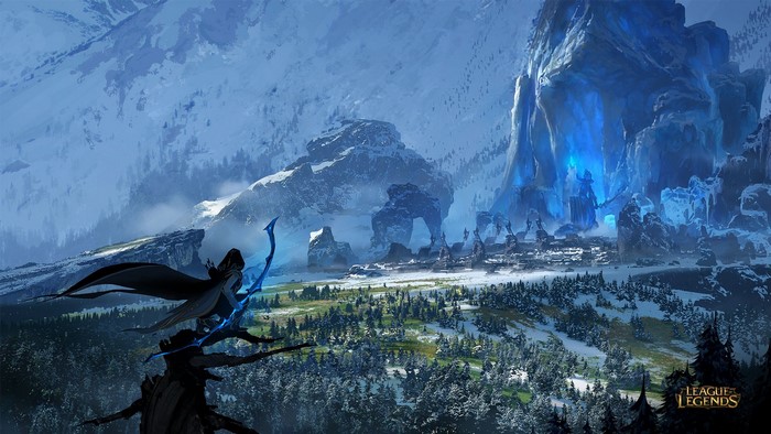 Ashe from League of Legends in a snowy landscape