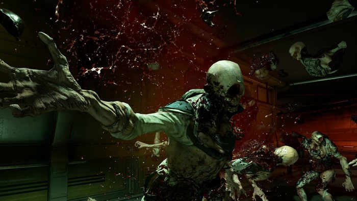 Demons exploding in Doom 4