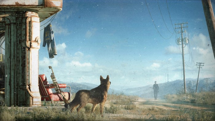 Dogmeat and Sole Survivor from Fallout 4