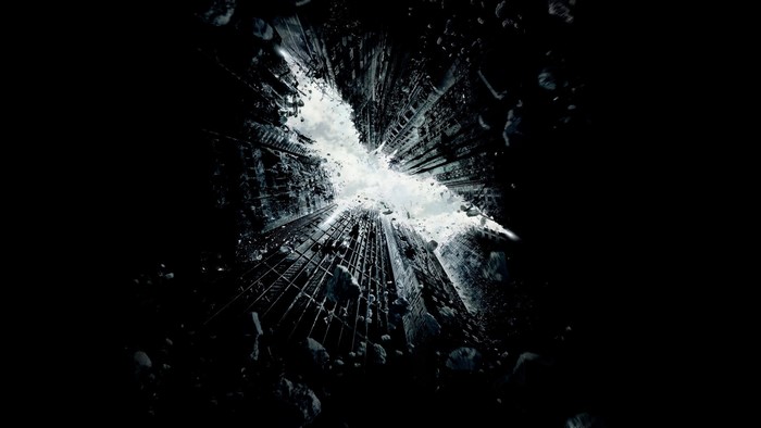 The Dark Knight Rises Batman Logo City Destruction