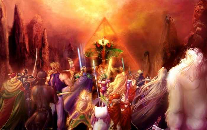 Final Fantasy VI characters facing Kefka