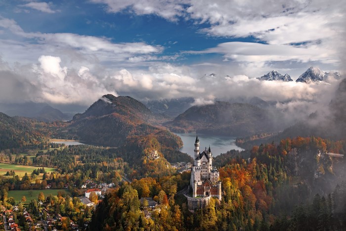Neuschwanstein Castle in the Bavarian Alps, Germany