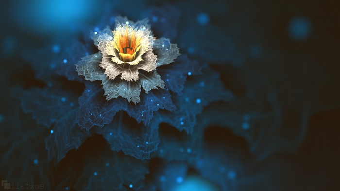 Abstract blue and yellow fractal flower