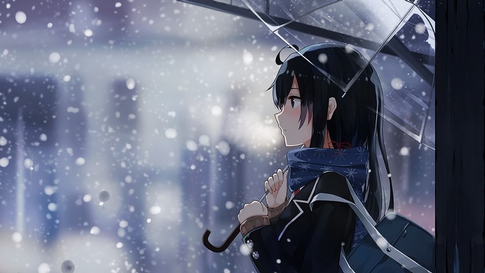 Yukinoshita Yukino from Yahari Ore no Seishun Love Comedy wa Machigatteiru with Umbrella in Snow
