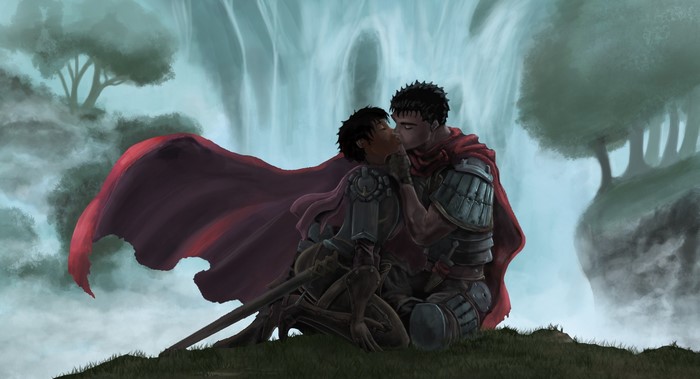 Guts and Casca from Berserk kissing