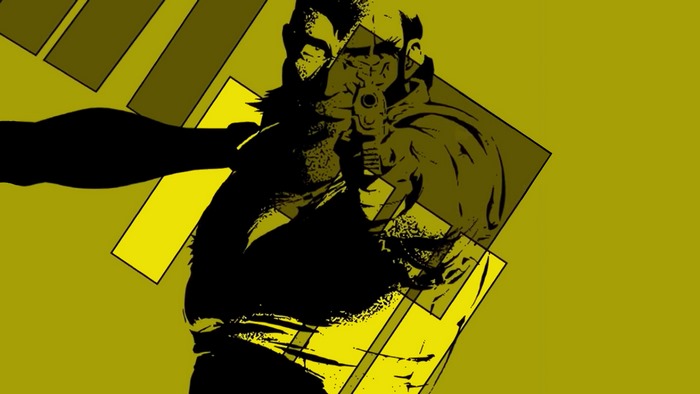 Jet Black from Cowboy Bebop aiming a gun