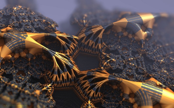 Intricate 3D Fractal Design in Gold and Black