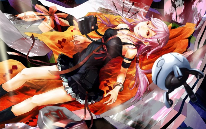 Inori Yuzuriha from Guilty Crown with a robot