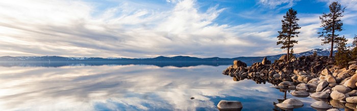 Lake Tahoe Landscape with Mountains and Trees