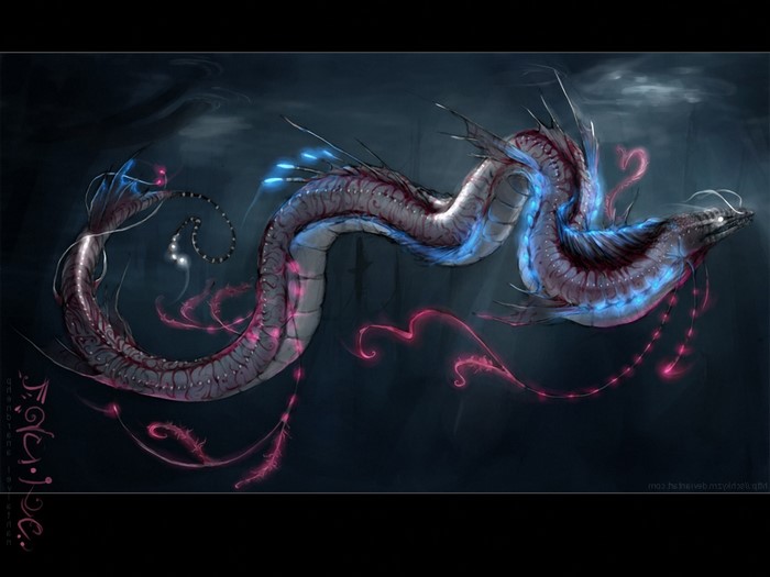 Fantasy art of a bioluminescent leviathan