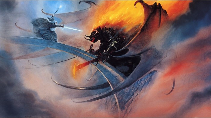 Gandalf fighting the Balrog from The Lord of the Rings