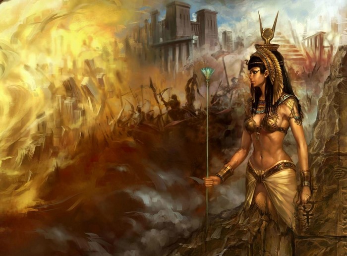 Egyptian Goddess in a Burning City