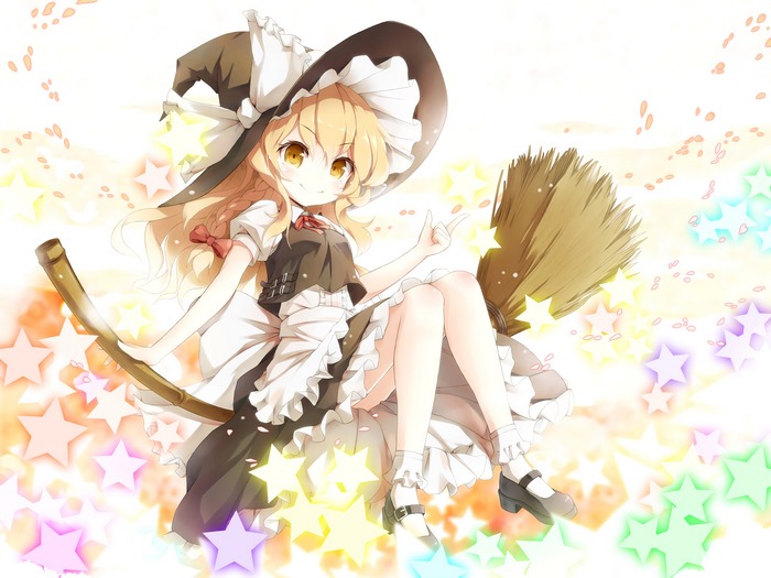 Marisa Kirisame from Touhou Project flying on a broom