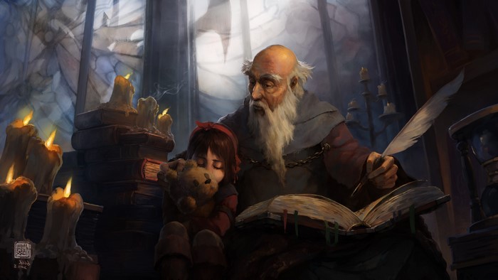 Deckard Cain and Leah from Diablo