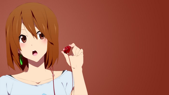 Yui Hirasawa from K-On! holding an earbud