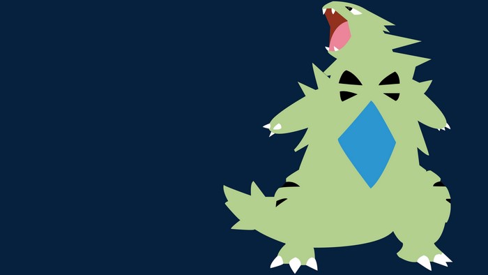 Tyranitar from Pokemon, minimalist illustration