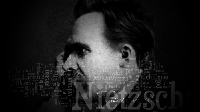 Friedrich Nietzsche portrait with typography