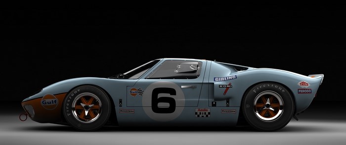 Gulf Ford GT40 race car with number 6