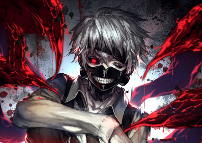 Kaneki Ken with Red Kagune and Dark Mask