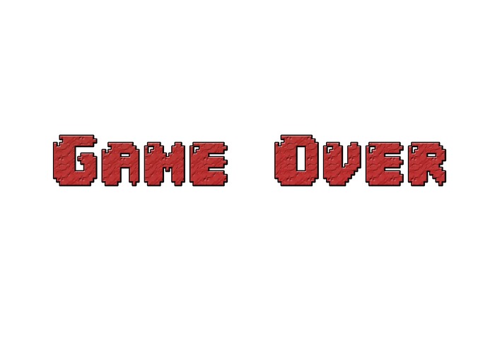 Pixelated "GAME OVER" text in red