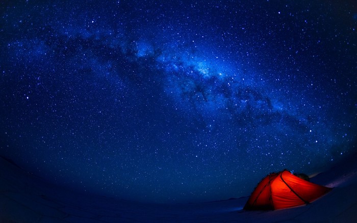Tent under the Milky Way galaxy