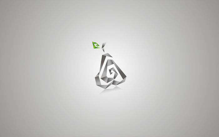 Abstract pear logo with green leaf