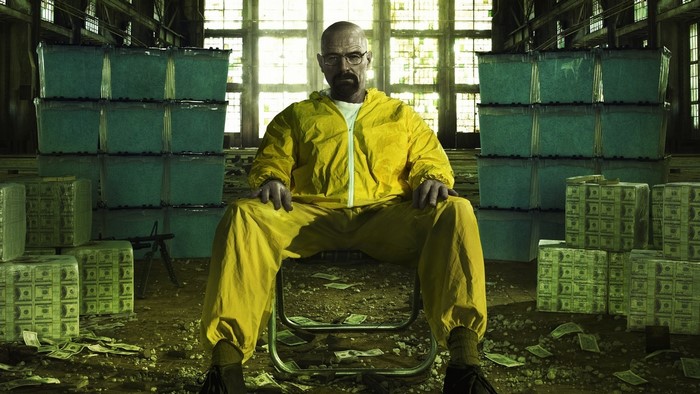 Walter White from Breaking Bad in a warehouse