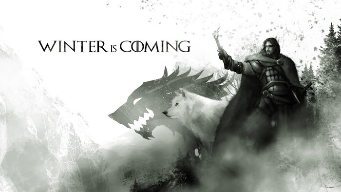 Jon Snow from Game of Thrones with Direwolf
