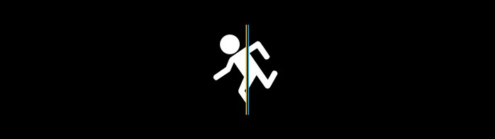 Portal character icon with blue and orange portal effect