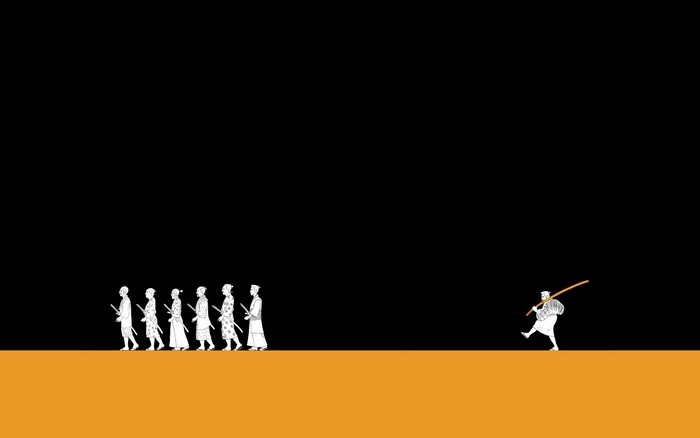 Seven Samurai Kikuchiyo and samurai procession