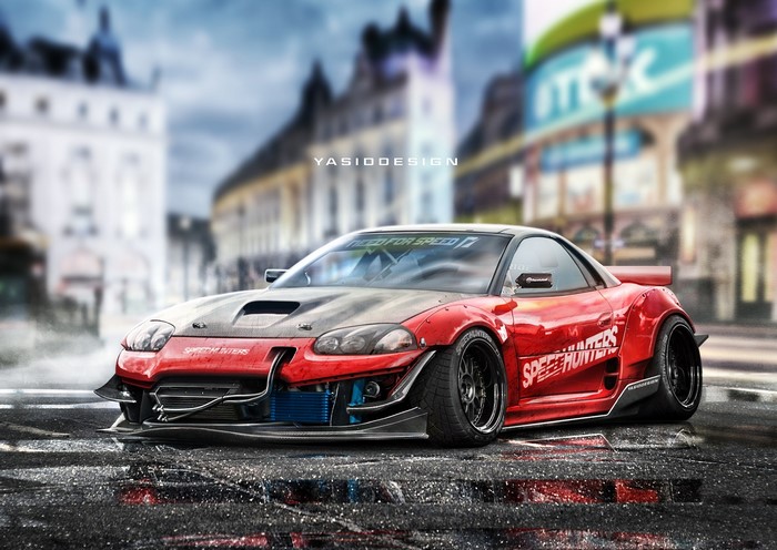Red Mitsubishi 3000GT Speedhunters Drift Car Render
