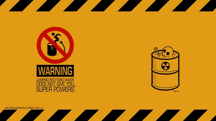 Warning sign for toxic waste with skull and bones