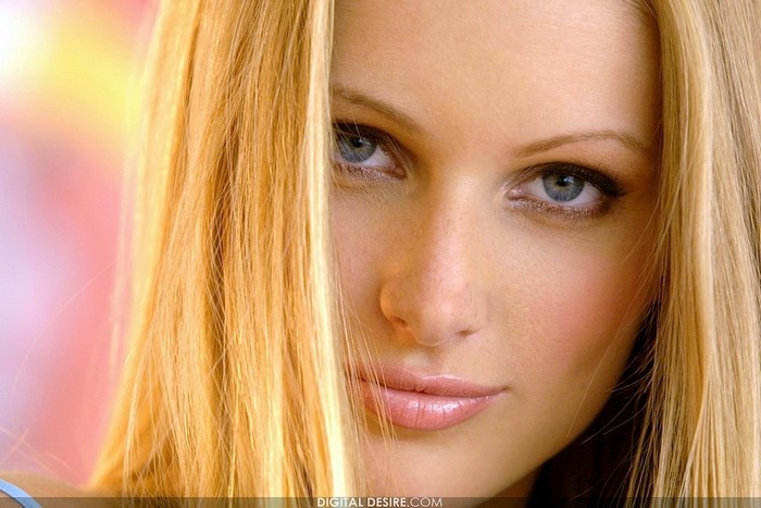 Close-up of a blonde woman's face