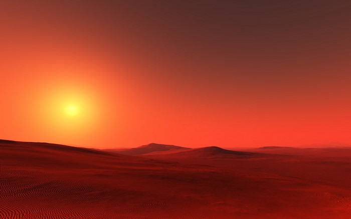 Sunset Over Expansive Desert Landscape