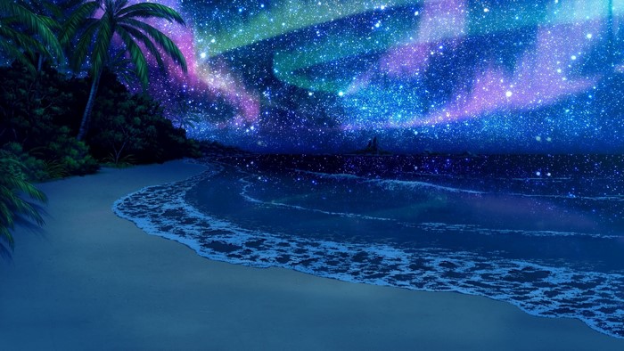 Starry Night Sky Over Tranquil Beach
