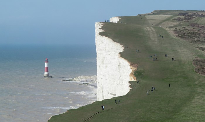 White cliffs of Dover with lighthouse